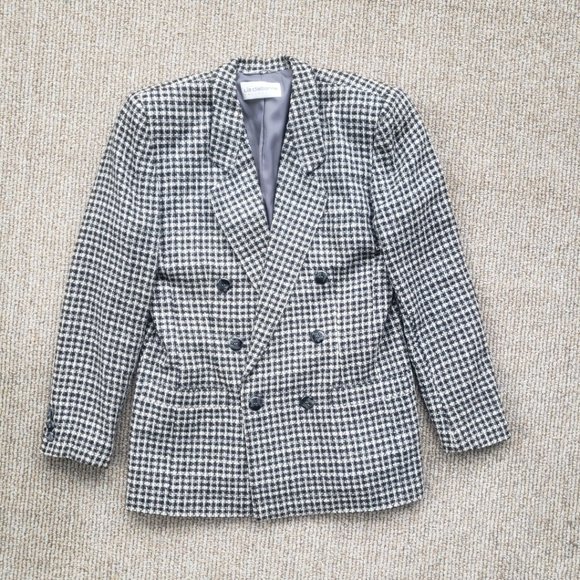 Vintage 'Tweed' Blazer Women's 6 Black & White Liz Claiborne Collection - Picture 10 of 11